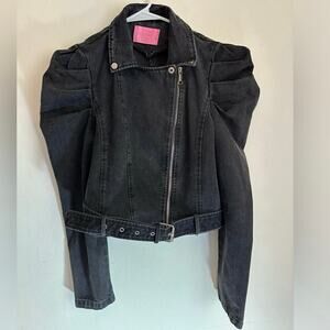Azalea Wang Black Denim Biker Jacket